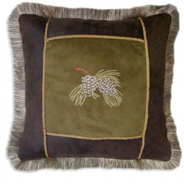 Embroidered Pine Cone Pillow