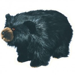 Shaggy Black Bear Footstool