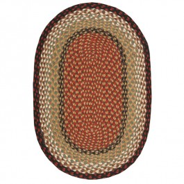 Burgundy/Mustard Braided Jute Oval Rugs