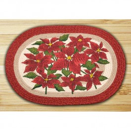 Oval Poinsettia Braided Rug