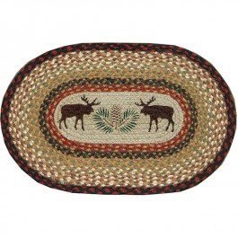 Hand Printed Moose and Pine Cone Place Mats and Runner