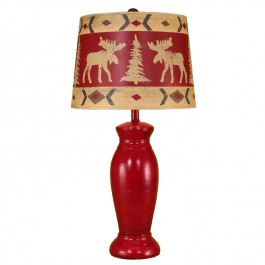 Red Jar Moose Table Lamp