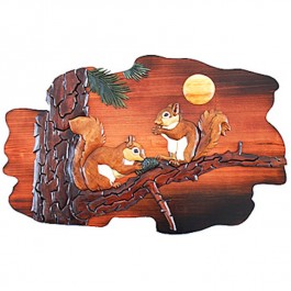 Squirrel Pair Wood Wall Art