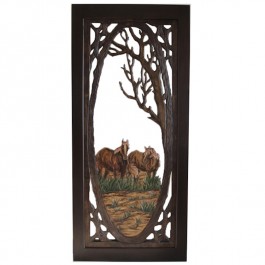 Horse Carved Screen Door