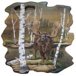 Birch Lake Moose Wood Wall Art