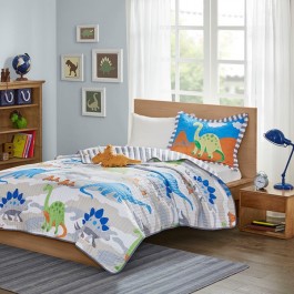 Playful Dinosaur Reversible Coverlet Set