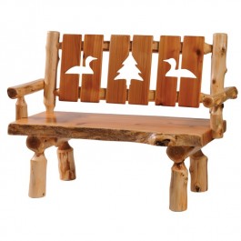 3 Panel Log Bench with Wildlife Cutouts