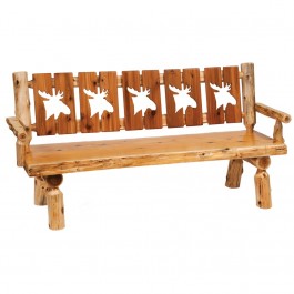 5 Panel Log Bench with Wildlife Cutouts