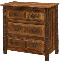 Premium 3 Drawer Barn Wood Dresser with Hickory Legs