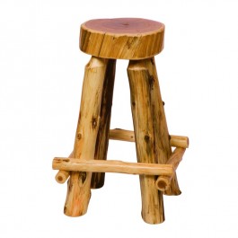 Slab Cedar Log Barstool with Footrest