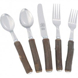 Hickory Flatware with Silver Ends