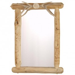 Lodgepole Mirror with Antler Accents