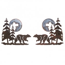 Bear and Pine Curtain Rod Brackets & Tie Backs