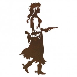 Cowgirl with Pistol Metal Wall Art