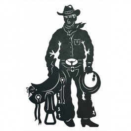 Cowboy with Saddle Metal Wall Art