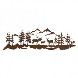 Bull Elk and Family Scene Metal Wall Art