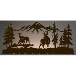 57" Deer Family Back Lit Wall Ar