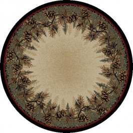 Pine Cone Border Round Rug