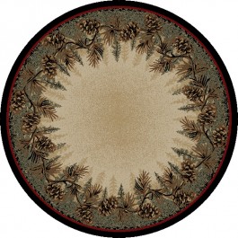 Pine Cone Border Round Rug