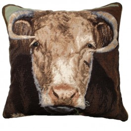 Ralph the Bull Needlepoint Pillow