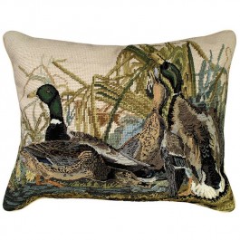 Audubon Mallard Needlepoint Pillow