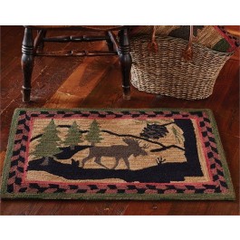 Moose Hooked Rug - 24" x 36"