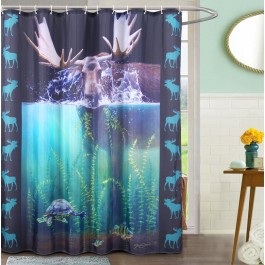 Moose Shower Curtain with 12 Hooks