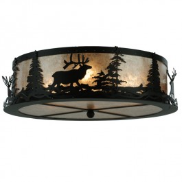 Elk At Dusk Flush Mount Ceiling Light