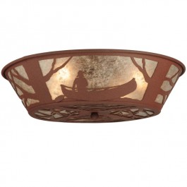 Canoe At Lake Flush Mount  Ceiling Light