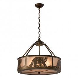 Black Bear Chandelier with Silver Mica