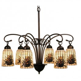 Pine Cone Art Glass 6 Light Chandelier