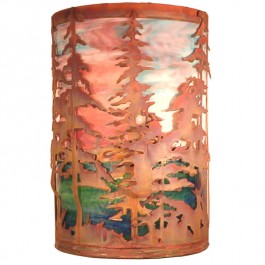 Sunset Sky Tall Pines Wall Sconce