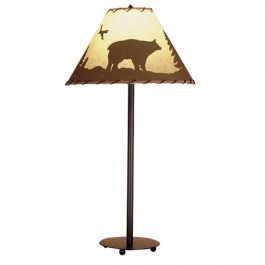 Bear In The Woods Painted Table Lamp