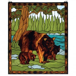 Bear Family Stained Glass Window