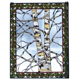Winter Birch Stained Glass Window