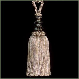 Metal Bell Tie Back Beige Tassel