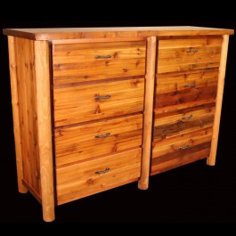 Barn Wood and Log 8 Drawer Dresser
