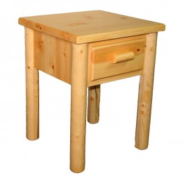 Lodge Pole One Drawer Log Nightstand