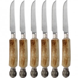 Antler Steak Knife Set with Queen Crown -DISCONTINUED
