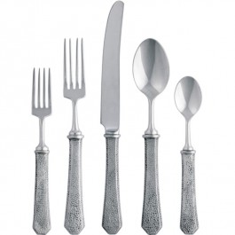 The Hammered Pattern Pewter Five Piece Place Setting