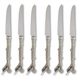 Pewter Acorn Steak Knife Set