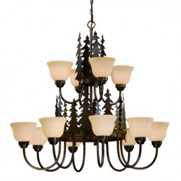 Yosemite Pine Tree 12 Light Chandelier 