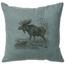 Moose Scene Linen Pillow 16" x 16" (5 colors)