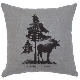 Moose Trees Linen Pillow 16"x 16" (5 colors)