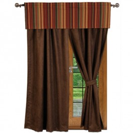 Chocolate Suede Drapes and Bandera Valance 