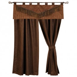 Milady Valance & Chocolate Faux Suede Drapes