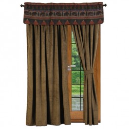 Athena Olive Drapes and Cabin Bear Valance