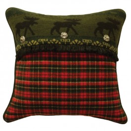 River Plaid Moose Pillow
