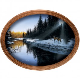 An Evening Along The River Framed Oval Canvas