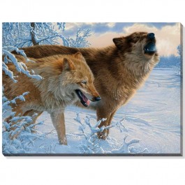 Smoke and Fire Wolves Wrapped Canvas